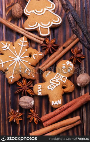 christmas cookies on a table, ginger cookies