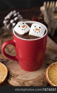 christmas cup hot chocolate with marshmallows
