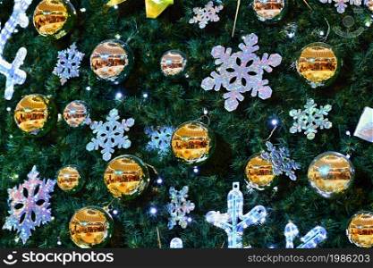 Christmas decoration. Abstract colorful background with Christmas tree.
