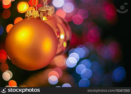 Christmas decoration against blurred background, space for text. Christmas decoration against blurred background