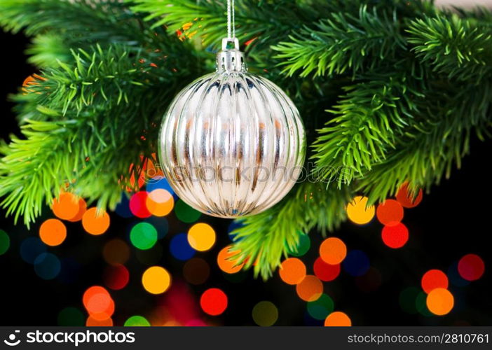 Christmas decoration and blurred lights at background