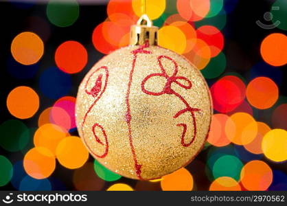 Christmas decoration and blurred lights at background