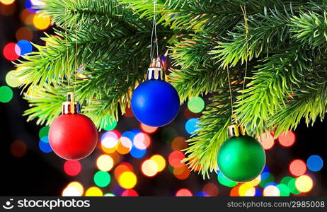 Christmas decoration and blurred lights at background