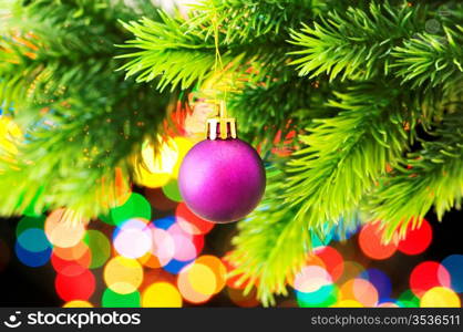 Christmas decoration and blurred lights at background