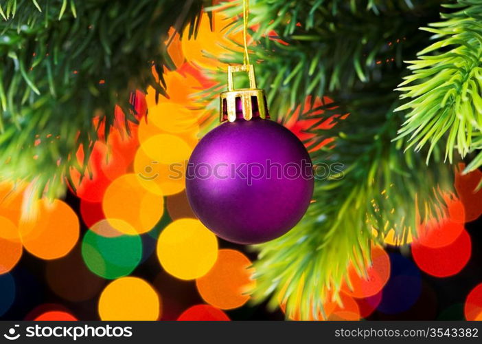 Christmas decoration and blurred lights at background