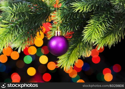 Christmas decoration and blurred lights at background