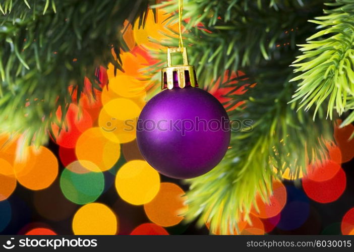 Christmas decoration and blurred lights at background