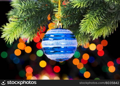 Christmas decoration and blurred lights at background