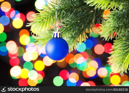 Christmas decoration and blurred lights at background