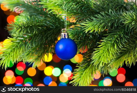 Christmas decoration and blurred lights at background