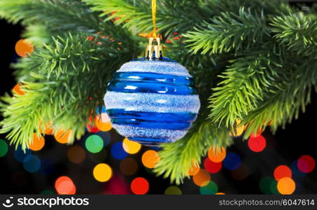 Christmas decoration and blurred lights at background