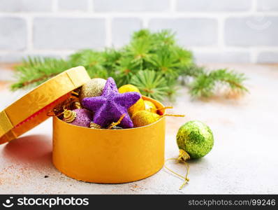 christmas decoration and gifts on a table