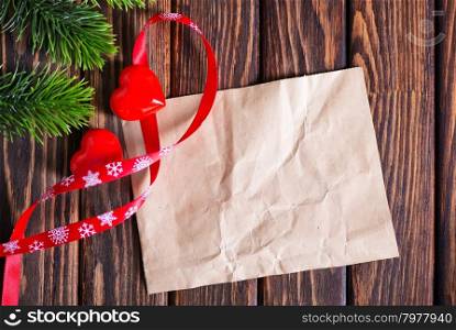 christmas decoration and old paper for note