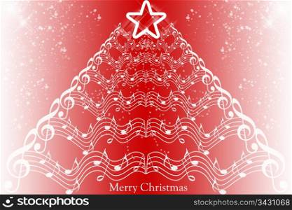 Christmas decoration background with music notes and snowflakes