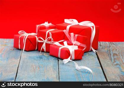 Christmas decoration. Composition on wood background