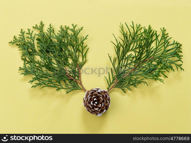 Christmas decoration. Creative winter holidays flat lay