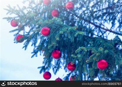 Christmas decoration details on Christmas tree