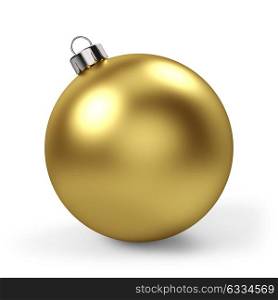 Christmas decoration gold ball isolated on white background. 3D illustration.. Christmas decoration gold ball