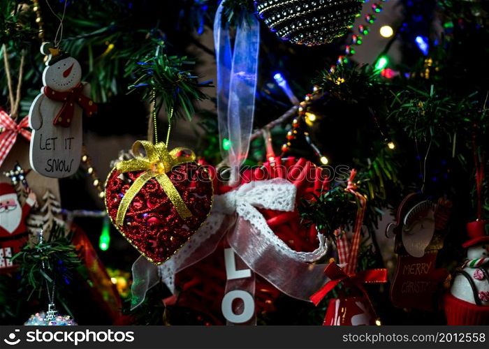 Christmas decoration hanging in Christmas tree