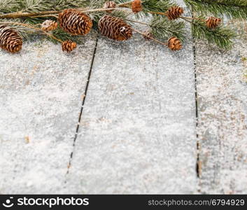 Christmas decoration hanging over wooden background