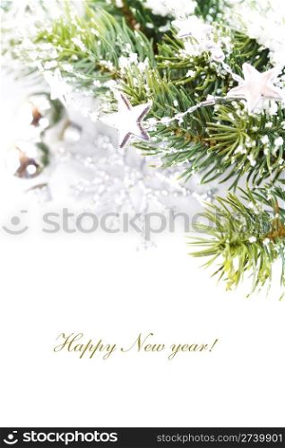 Christmas decoration isolated on the white background with sample text