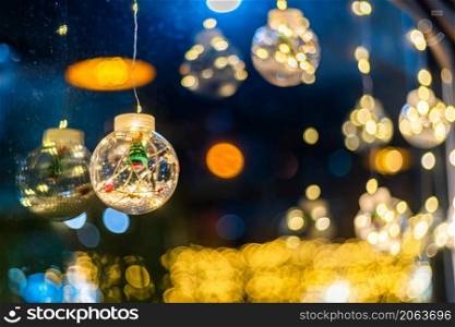 Christmas decoration lights in the shape of a star for with rope on Bokeh background Decoration During Christmas and New Year.
