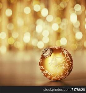 Christmas decoration on abstract gold background. Christmas decoration on abstract gold background, close up