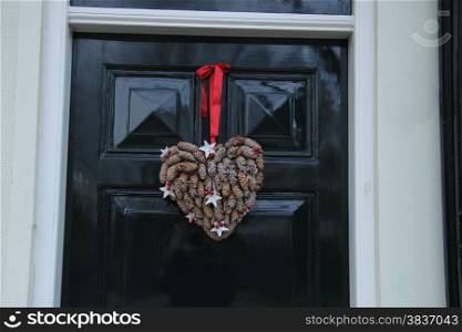 Christmas decoration on front door