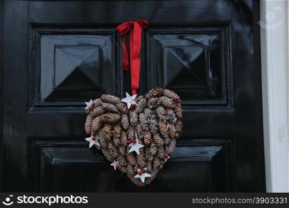Christmas decoration on front door