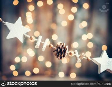 Christmas decoration on rustic wooden background