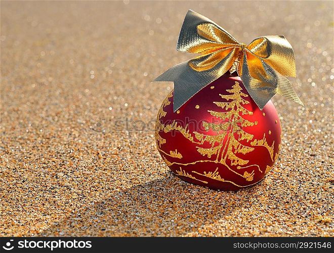 Christmas decoration on the beach sand