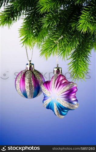 Christmas decoration on the fir tree