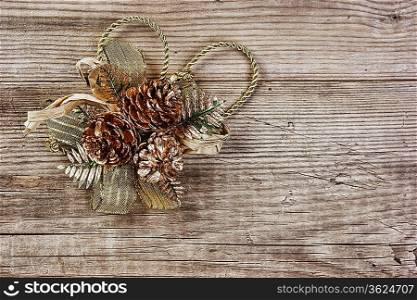 Christmas decoration on the old wooden background