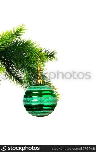 Christmas decoration on the tree isolated on white