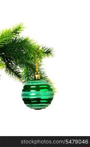 Christmas decoration on the tree isolated on white