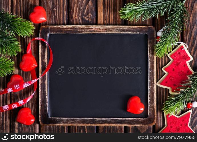 christmas decoration on the wooden table, christma background
