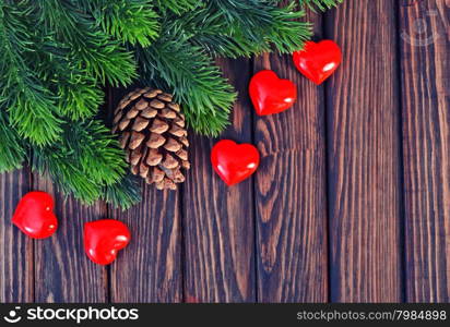 christmas decoration on the wooden table, christma background