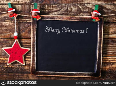 christmas decoration on the wooden table, christma background