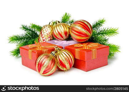 Christmas decoration on white background