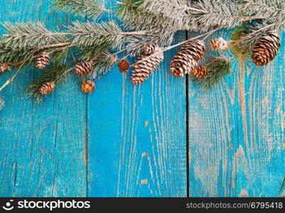 Christmas decoration on wood background