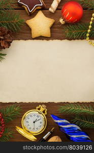 christmas decoration on wood background