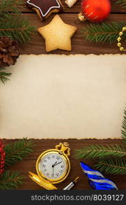 christmas decoration on wood background