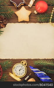 christmas decoration on wood background