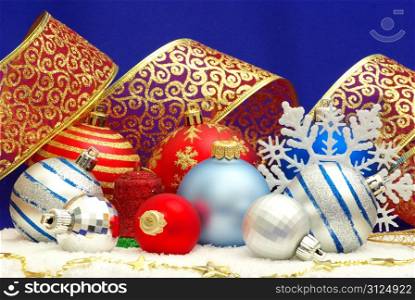 Christmas decoration over blue background