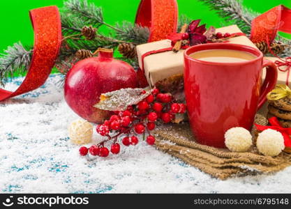 Christmas Decoration Over Wooden Background