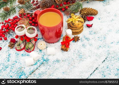 Christmas Decoration Over Wooden Background