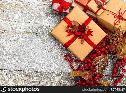 Christmas Decoration Over Wooden Background