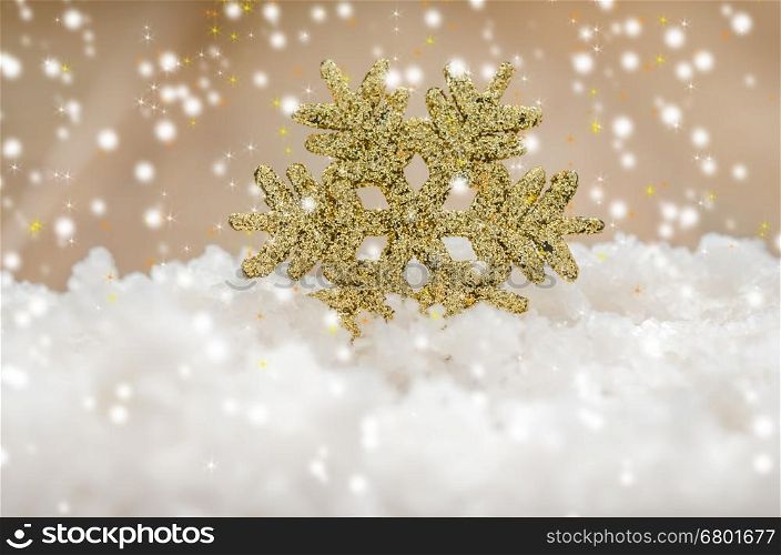 Christmas Decoration Over Wooden . Christmas Decoration With Snow Over Wooden Background