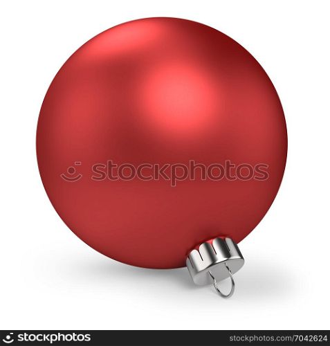 Christmas Decoration Red Ball Isolated On White Background. 3D Illustration.. Christmas Decoration Red Ball