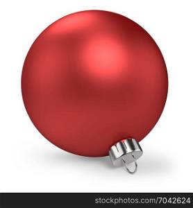 Christmas Decoration Red Ball Isolated On White Background. 3D Illustration.. Christmas Decoration Red Ball